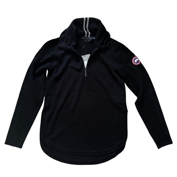 Canada Goose Fairhaven ¼ Zip Sweater 100% Wool Black Italy Size Small - Picture 2 of 11